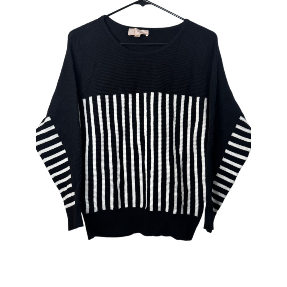 Philosophy‎ Republic Clothing Sweater Medium Black White Striped Knit Pullover